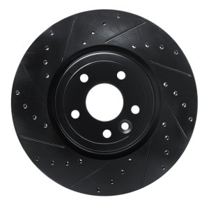 Jaguar XE Brake Rotor (1) - Front Left - R1 Concepts - Drilled & Slotted - Black - `17-`20